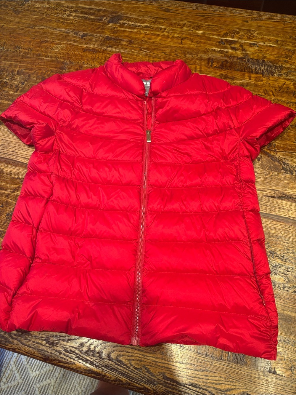 Martha Stewart Red Short-Sleeve Quilted Puffer Jacket